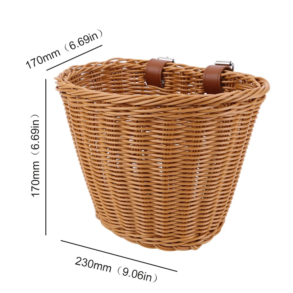 Basket Bag Wicker - Removable Imitation Rattan Bicycle Basket with