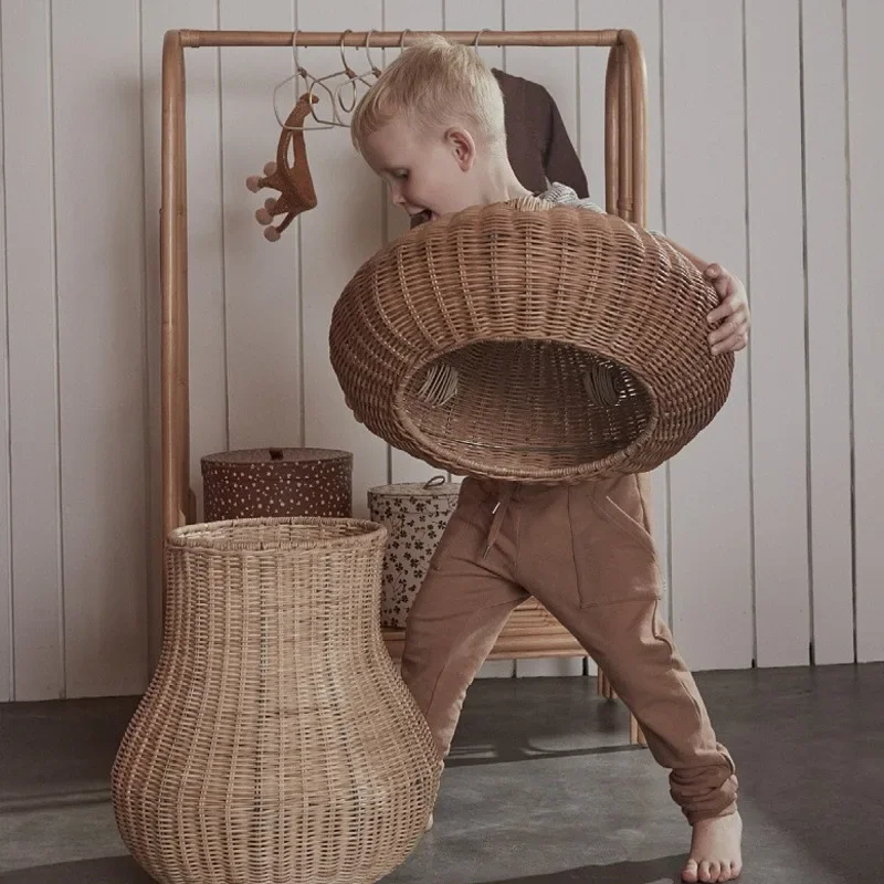 Basket Bag Wicker - Nordic Wind Rattan Woven Mushroom Shaped