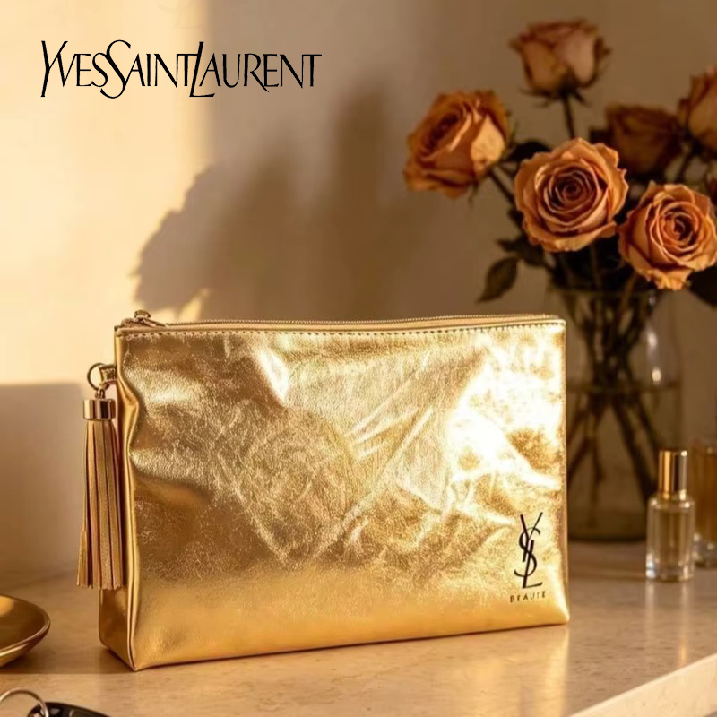 Women Bags Ysl - YSL Golden Cosmetic Bag, Portable Waterproof