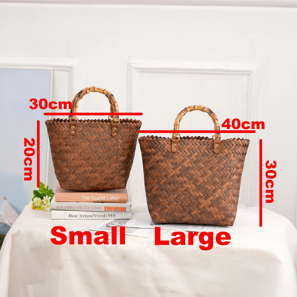 Vintage Bamboom Handle Rattan  - Basket Bag Wicker recension och pris