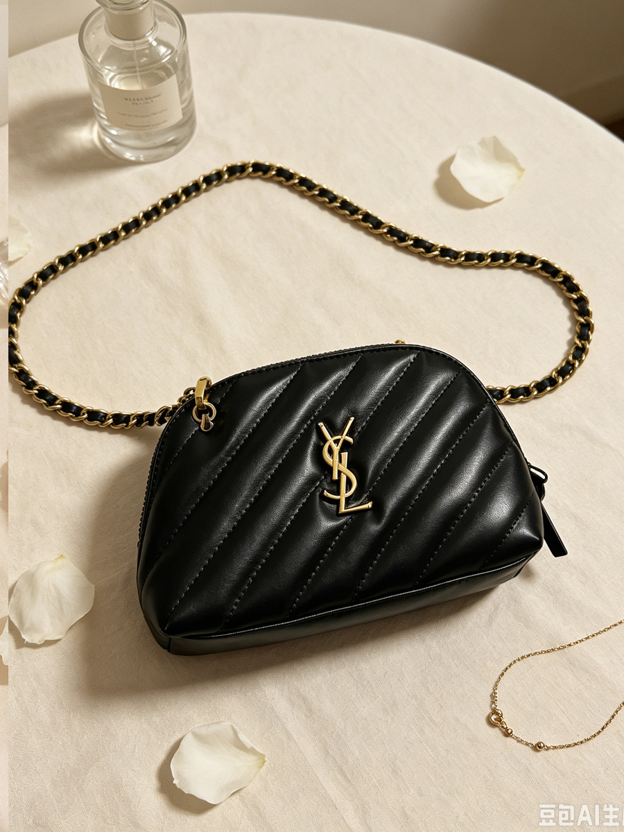 YSL Black Striped Leather Shel - Women Bags Ysl recension och pris