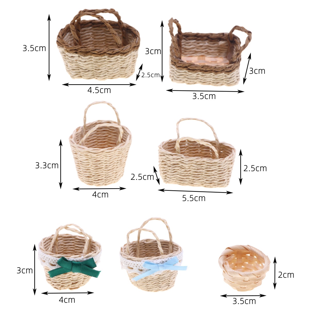 1Pc Dollhouse Handwoven Lafite - Basket Bag Wicker recension och pris
