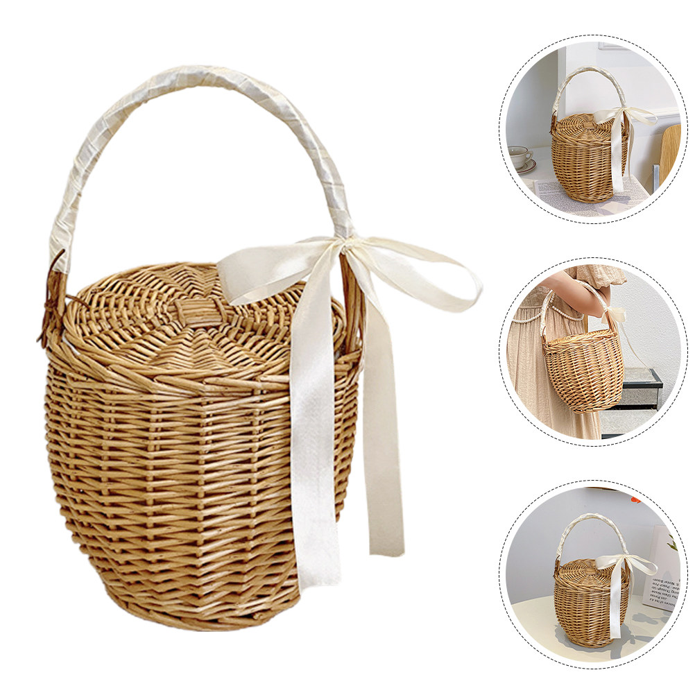 French Style Woven Handheld Pi - Basket Bag Wicker recension och pris