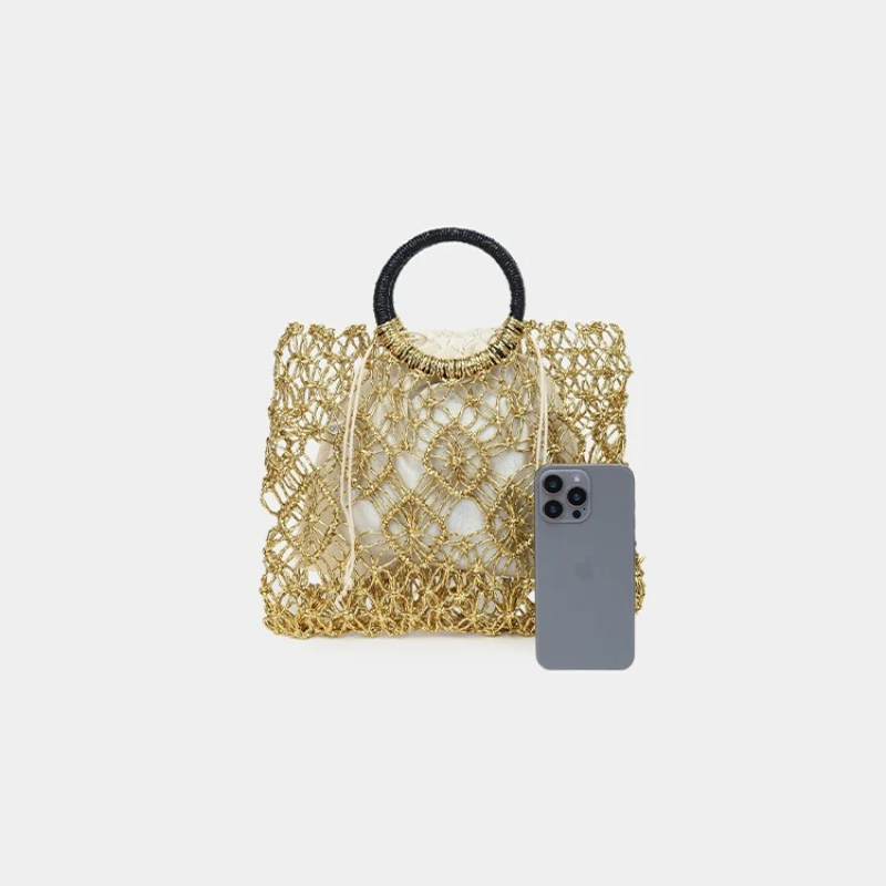 Shiny Golden Hollow Woven Tote - Women Bags Golden recension och pris
