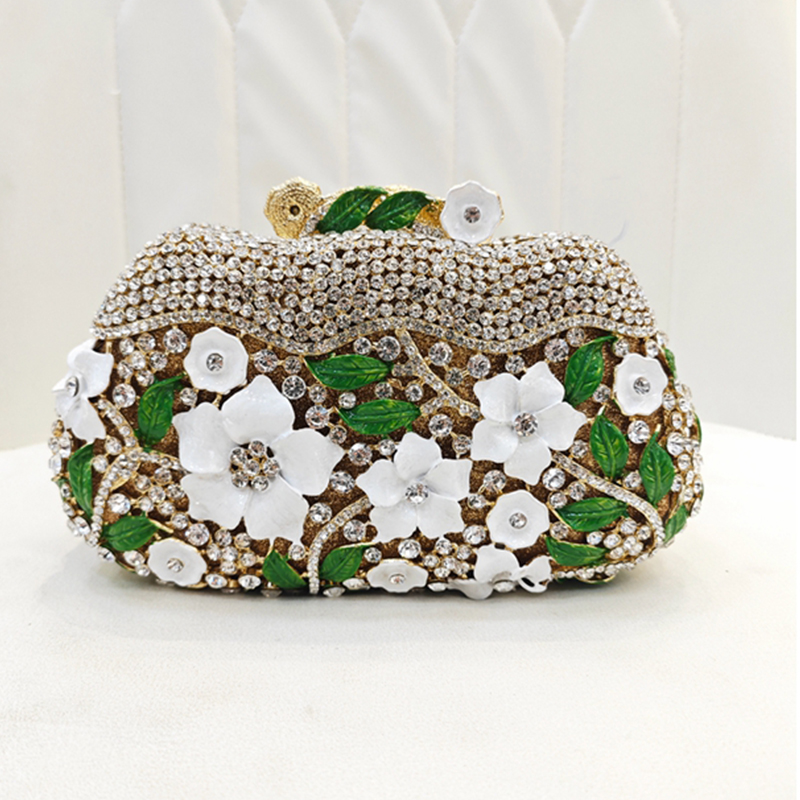 Gold Metal Flower Diamond Even - Women Bags Golden recension och pris