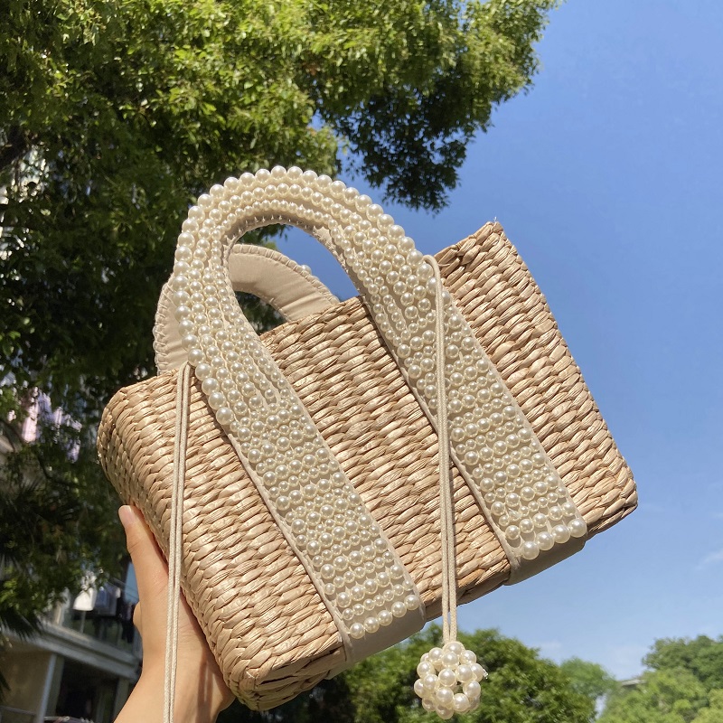 Summer Beach Straw Bag Large T - Basket Bag Wicker recension och pris