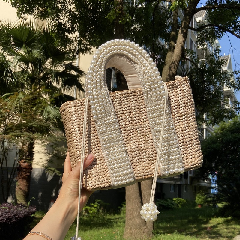 Summer Beach Straw Bag Large T - Basket Bag Wicker recension och pris