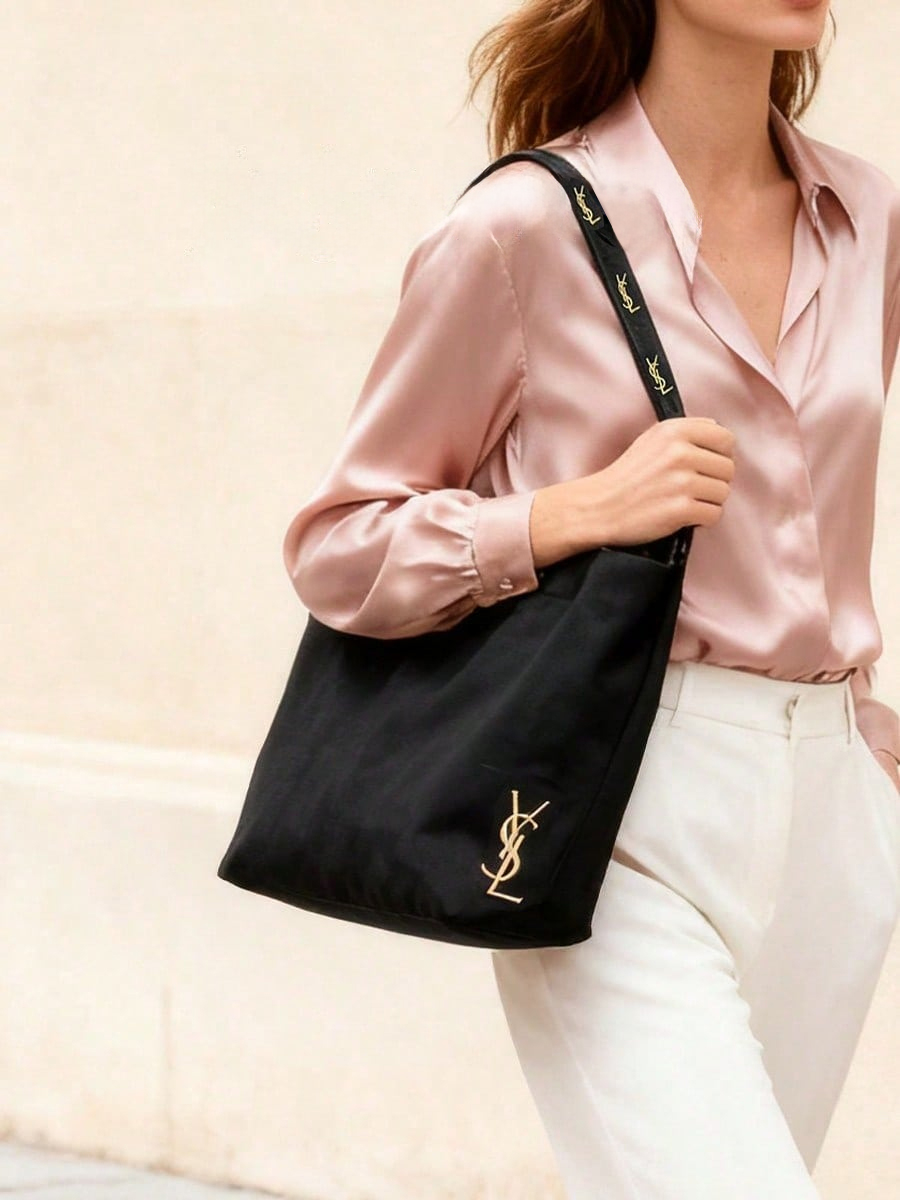 YSL Black Embroidery Logo Canv - Women Bags Ysl recension och pris