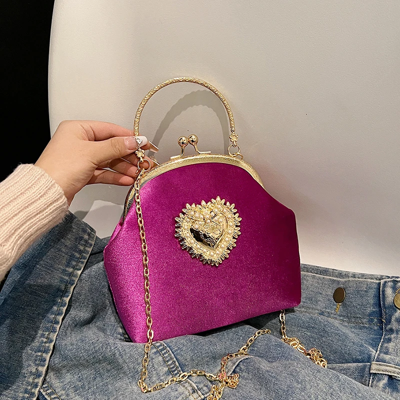 Chains Velvet Frame Heart Dinn - Women Bags For Sale recension och pris